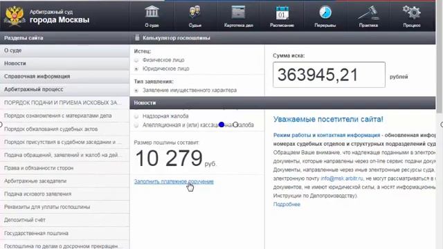 6. Скринкаст оплаты госпошлины. смотреть онлайн