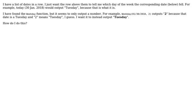 Excel Weekday Generation смотреть онлайн