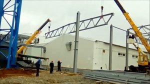 Монтаж 30 м фермы 2я кранами