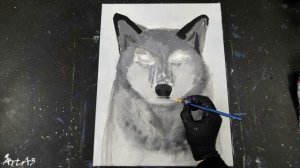 Ежедневное искусство №23 /Акрил/ВОЛК В СНЕГУ. Рисуем волка. Как нарисовать волка. Картина на холсте