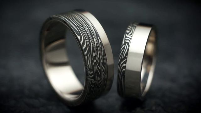 Кольца из дамасской стали "SATURN DUO" смотреть онлайн