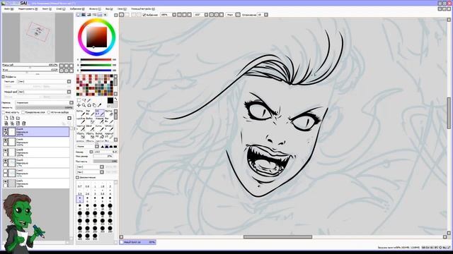 Рисование контура в PaintTool SAI смотреть онлайн