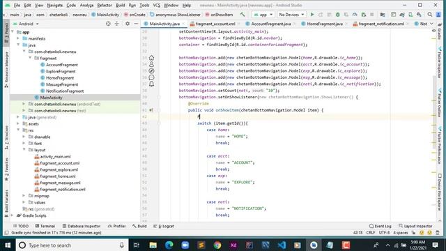 How to add Fragment on Animated Bottom nav bar in Android studio смотреть онлайн