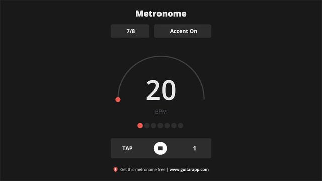 20 BPM Metronome 7/8 смотреть онлайн