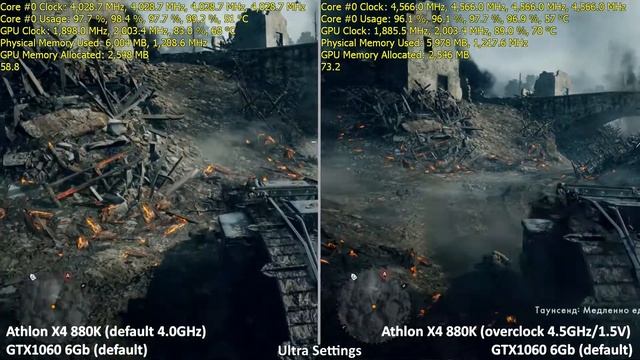 Gaming PC with low CPU - Battlefield 1 - Athlon X4 880K with nVidia GTX 1060 6G - Test overclock смотреть онлайн