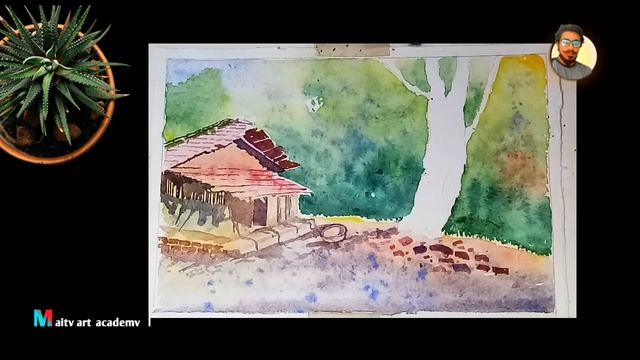 Landscape painting for beginners / Watercolors Drawing смотреть онлайн
