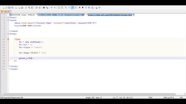 php ооп: Использование stdClass, урок 15! смотреть онлайн