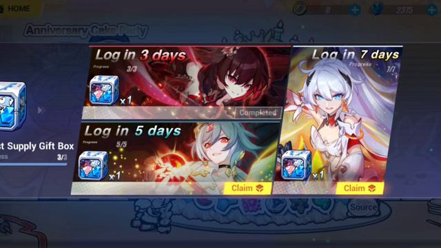Honkai Impact 3 4th Anniversary 7 Day Login Reward 15 Supply Cards or 3600 Crystals смотреть онлайн