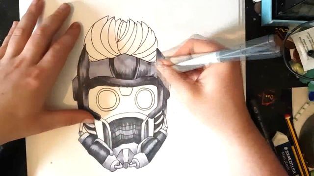 How to draw Star-Lord from Guardians of the Galaxy - Time Lapse смотреть онлайн