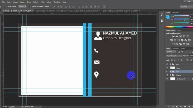 Creative Black Shin Business Card Design In Photoshop CC 2017 смотреть онлайн