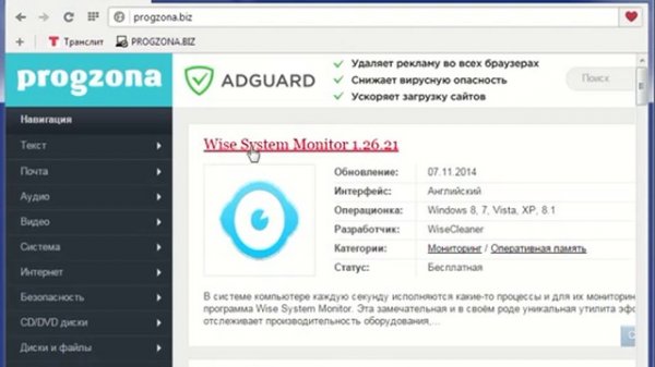 Обзор программы Wise System Monitor