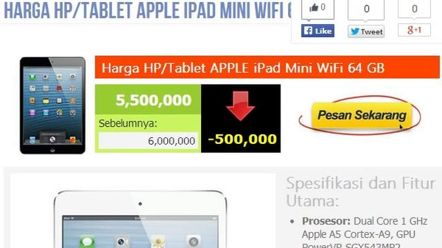 Harga HP: APPLE iPad Mini WiFi 64 GB смотреть онлайн