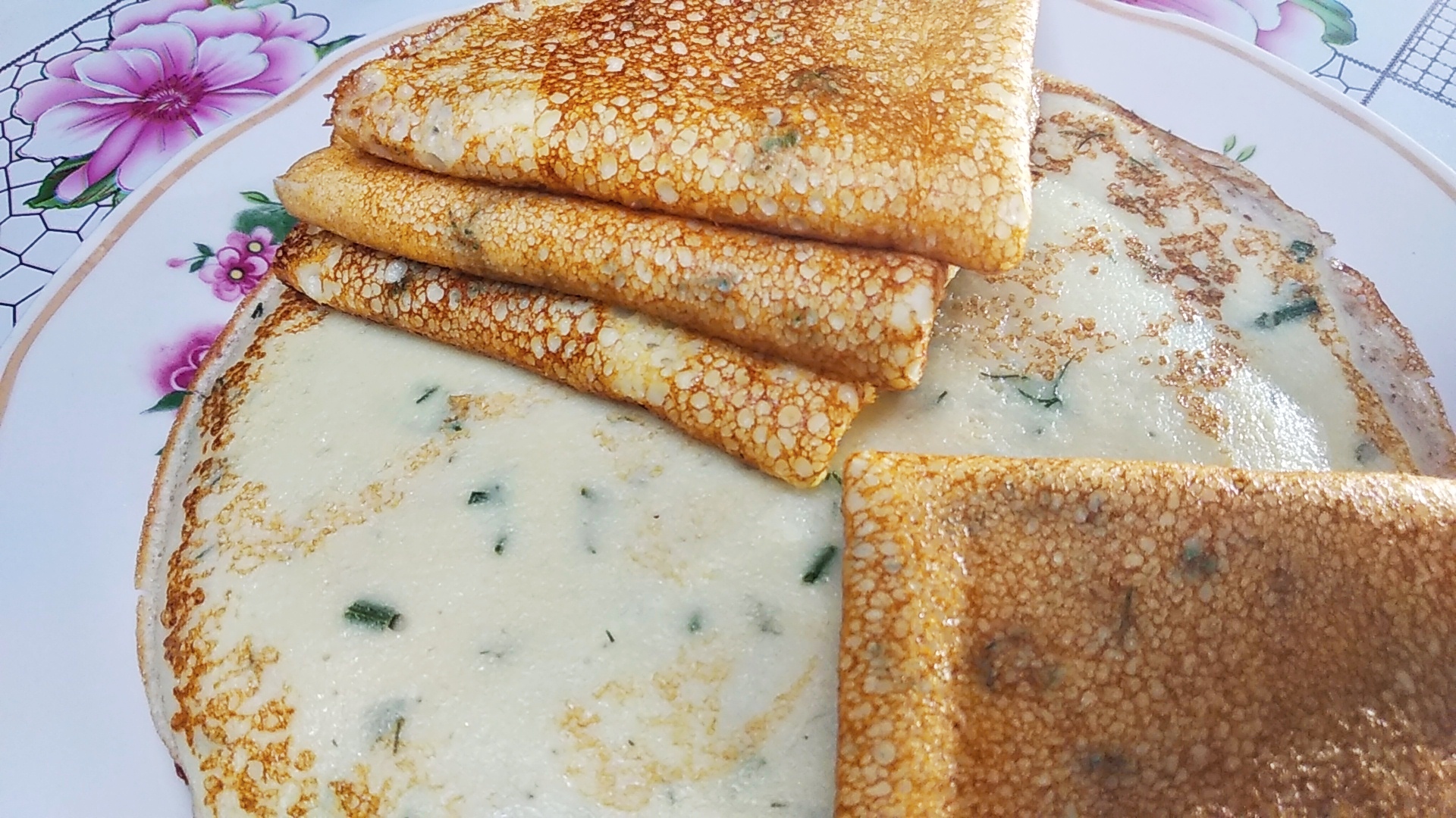 Творожные блины с зеленью. Идея для предстоящей Масленицы. смотреть онлайн