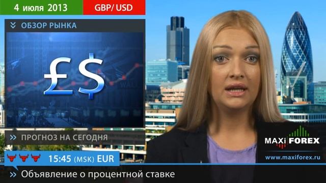 04.07.13 - Прогноз курсов валют. Евро, Доллар, Фунт. MaxiForex смотреть онлайн