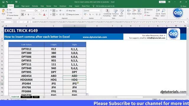 How to insert comma after each letter in excel - Using Formula & VBA code смотреть онлайн