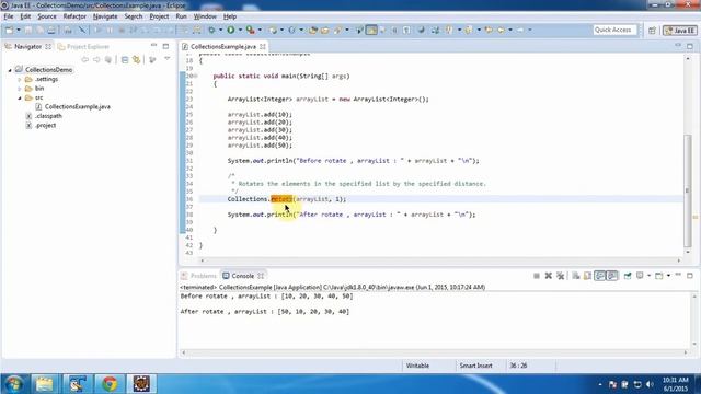 Collections (Rotate method) | Java Collection Framework смотреть онлайн