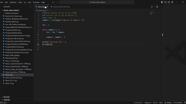 Cálculo del Factorial de un numero entero -Python-Visual Code смотреть онлайн