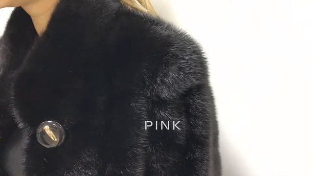 Норковая шуба 65 см стойка, модель Автоледи, рукава 7/8, цвет Черный смотреть онлайн