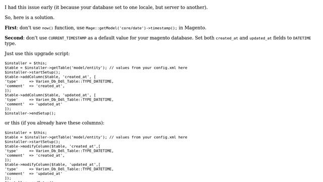 Magento: Created date (created_at) and Updated date (updated_at) are different in php and mysql смотреть онлайн