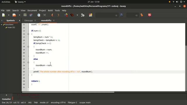 C program to round off any number | codewj смотреть онлайн