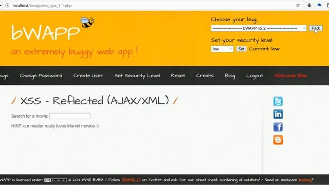BWAPP XSS REFLECTED (GET, POST, AJAX/JSON, AJAX/XML) смотреть онлайн