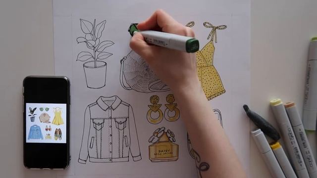 05 / Заливка маркерами. Продолжаем рисовать Fashion-коллаж смотреть онлайн