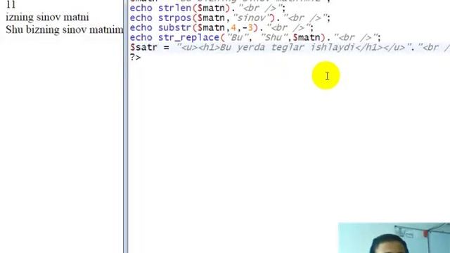 18 dars PHPda satrlar bilan ishlash смотреть онлайн