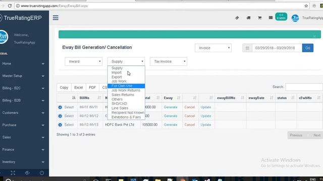 Eway Bill Generation, Json Creation and Uploading to Portal - TrueRatingERP in English смотреть онлайн