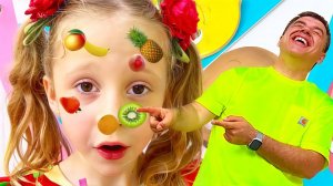 Настя и Папа в танцевальном челлендже "Вкусные Фрукты и Овощи".