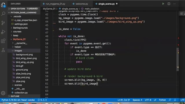 pygame - flappy bird 01 - let bird fly смотреть онлайн