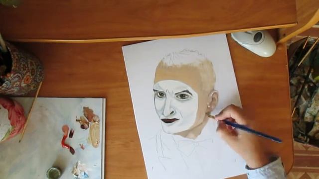 Портрет по фото.Мим 2.Живопись маслом. смотреть онлайн