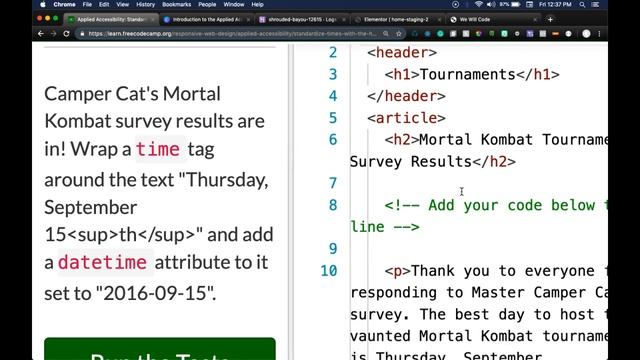 freeCodeCamp, Standardize Times with the HTML5 datetime Attribute, 2020 Web Development смотреть онлайн