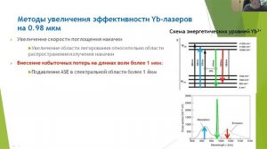 Иттербиевые волоконные лазеры, излучающие в спектральном диапазоне около 0.98 мкм.