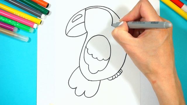 Как нарисовать тукана. Простой рисунок для детей.How to Draw a Toucan Bird смотреть онлайн