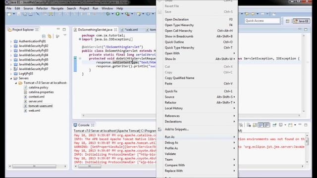 Security in a Java Web Application - Tutorial 07 (Security Annotations + Tomcat 7) смотреть онлайн