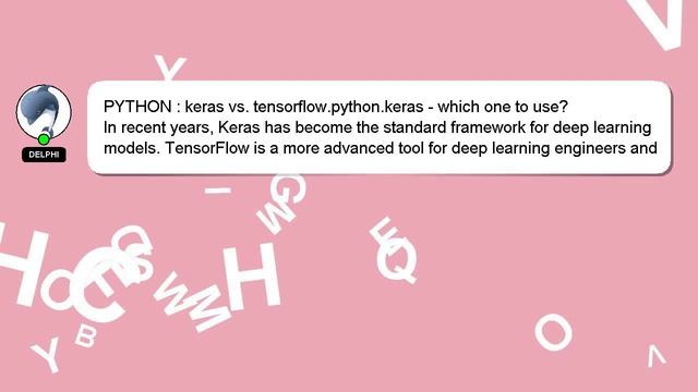 PYTHON : keras vs. tensorflow.python.keras - which one to use? смотреть онлайн