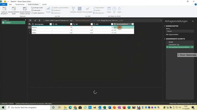 Excel Power Query Zeilensumme bilden,List.Sum(),List.Range(),Record.ToList() смотреть онлайн