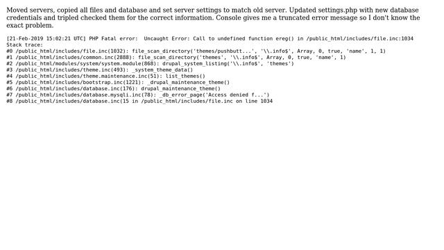 Drupal: Migrated Servers now 500 Error _db_error_page('Access denied f...') смотреть онлайн