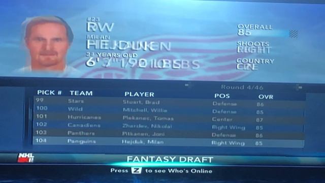 NHL 2K11 Franchise Fantasy Draft part 1 смотреть онлайн
