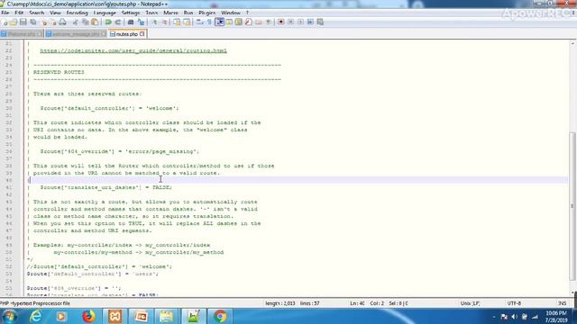 Codeignitor Installation ,Changing default controller and removing ‘index.php’ form URL смотреть онлайн