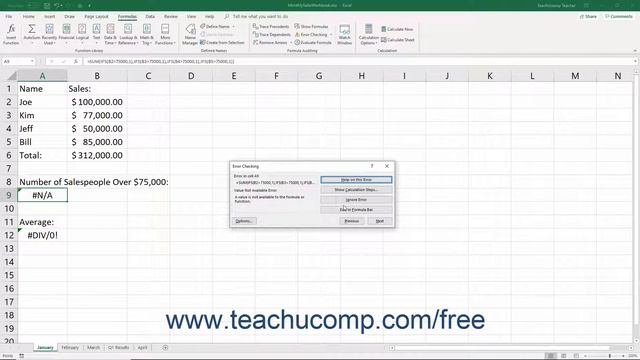 Excel 2019 & 365 Tutorial Error Checking Microsoft Training смотреть онлайн