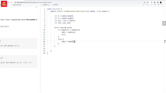 Median of two Sorted Arrays ? | Leetcode 4 (Hard) | Java смотреть онлайн