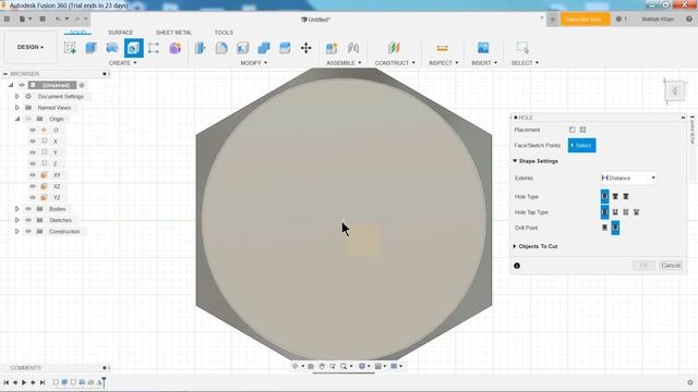 Autodesk Fusion 360 Tutorial Hexagonal Nut M12x1.75 смотреть онлайн