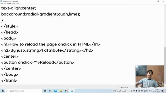 How to reload the HTML webpage on button click in HTML by just 1 attribute смотреть онлайн