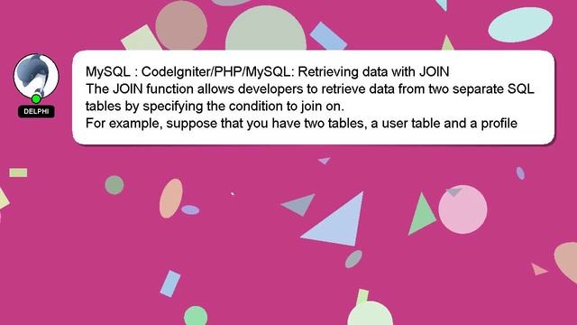 MySQL : CodeIgniter/PHP/MySQL: Retrieving data with JOIN смотреть онлайн