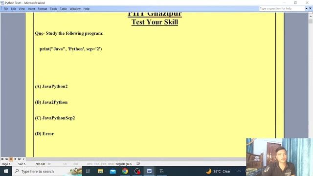 Test Paper 5-Python смотреть онлайн