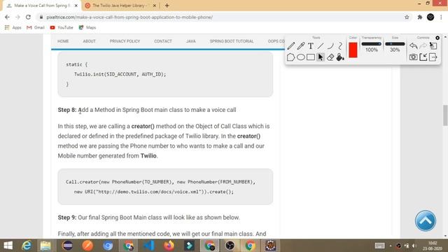 Make A Voice Call From Spring Boot Application To Mobile Phone