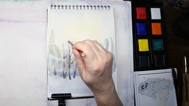 Зимний Пейзаж Темперой в Акварельнoм Стиле. смотреть онлайн