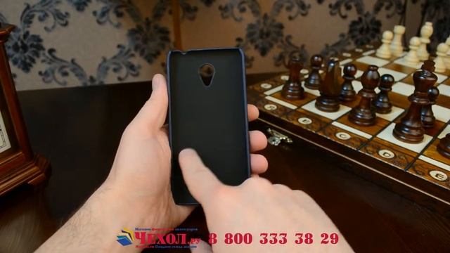 Задняя панель-крышка для Meizu M2 mini 5.0" из качественной кожи буйвола с визитницей синяя смотреть онлайн