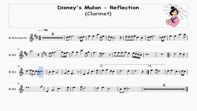Disney's Mulan - Reflection - Clarinet Free Sheet Music смотреть онлайн